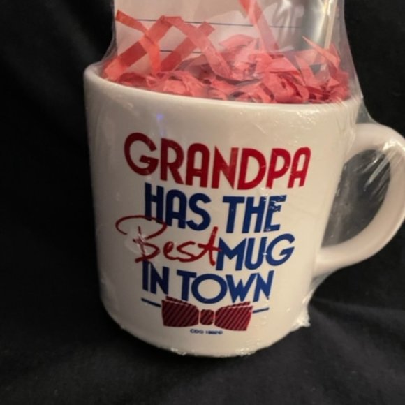 1992 Grandpa Mug Set  Grandpa Has the Best Mug in Town Bowtie  Mug Pad Pencil - Picture 3 of 8